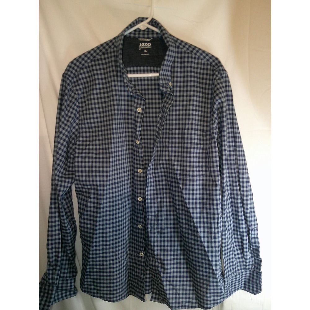 IZOD Saltwater Button Down Shirt Long Sleeve Gingham Check XL